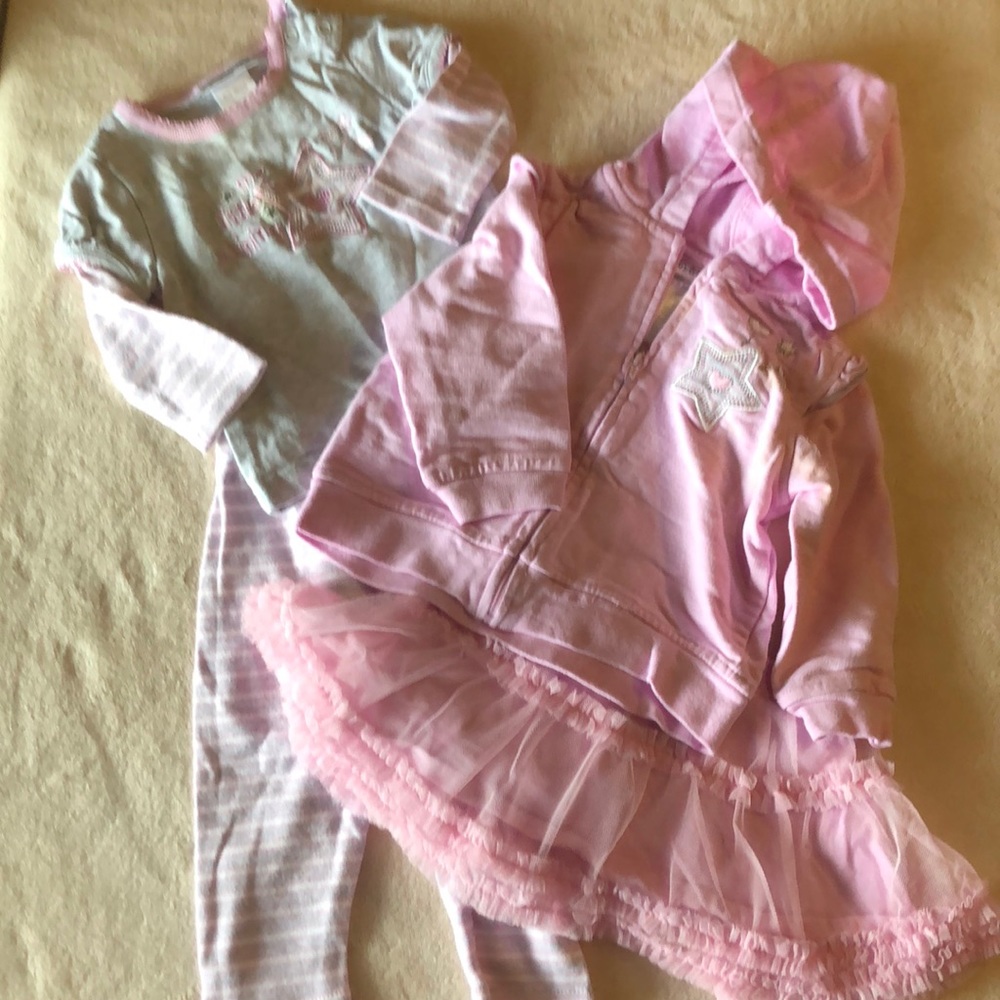 Baby girl set shirt pants tutu and sweater